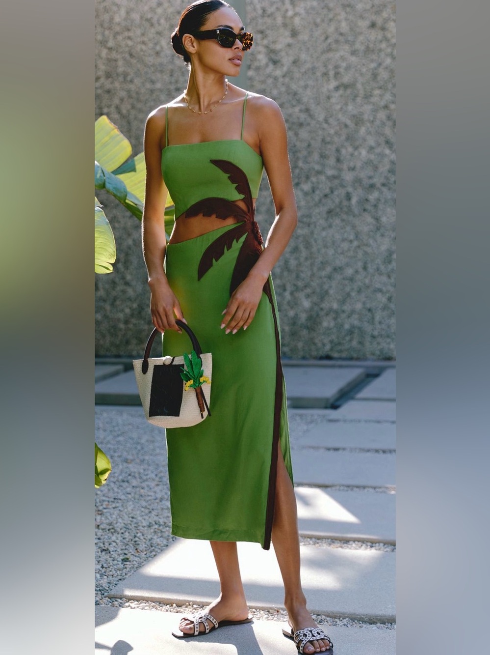 FARM Rio Palm Tree Midi Dress